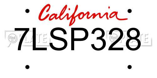7LSP328 California License Plate
