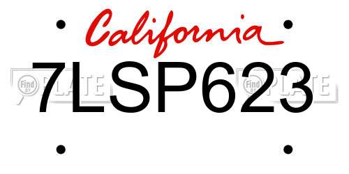 7LSP623 California License Plate