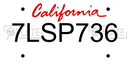 7LSP736 California License Plate