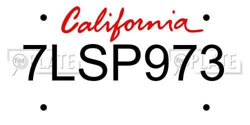 7LSP973 California License Plate