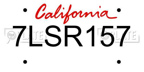 7LSR157 California License Plate