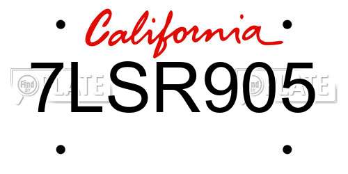 7LSR905 California License Plate
