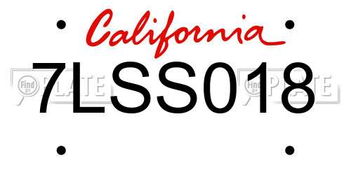 7LSS018 California License Plate