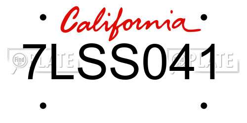 7LSS041 California License Plate