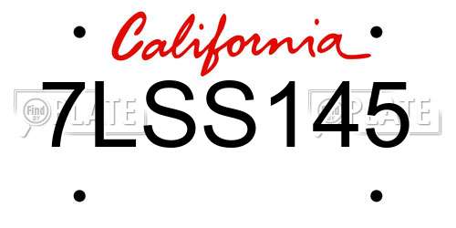 7LSS145 California License Plate