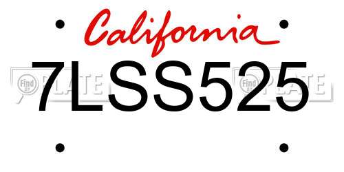 7LSS525 California License Plate