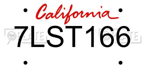 7LST166 California License Plate