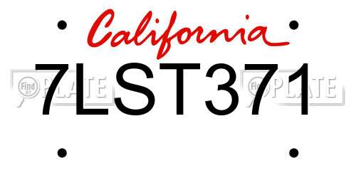 7LST371 California License Plate