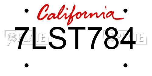 7LST784 California License Plate