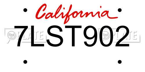 7LST902 California License Plate