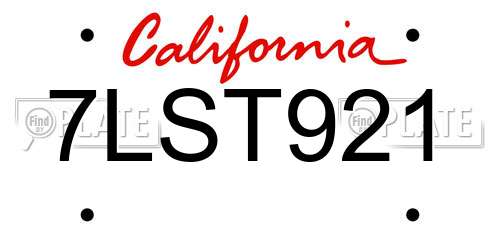7LST921 California License Plate