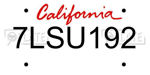 7LSU192 California License Plate