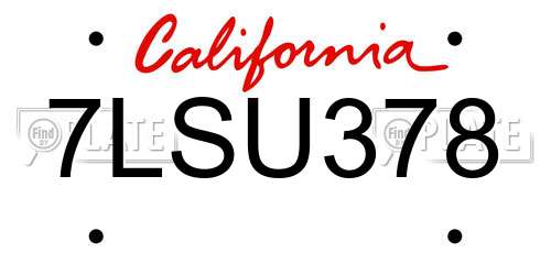 7LSU378 California License Plate
