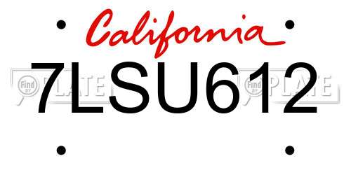 7LSU612 California License Plate