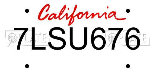 7LSU676 California License Plate