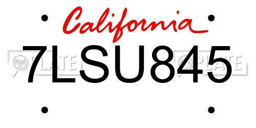 7LSU845 California License Plate