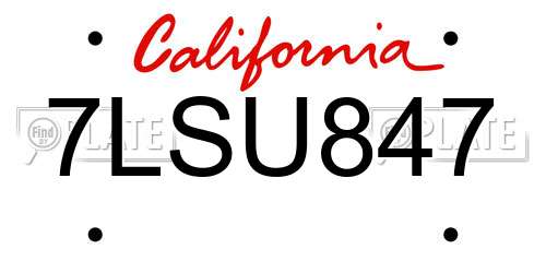 7LSU847 California License Plate