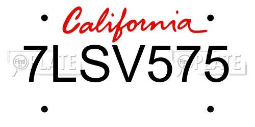 7LSV575 California License Plate