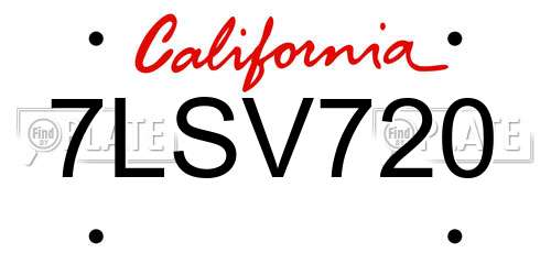 7LSV720 California License Plate