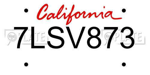 7LSV873 California License Plate