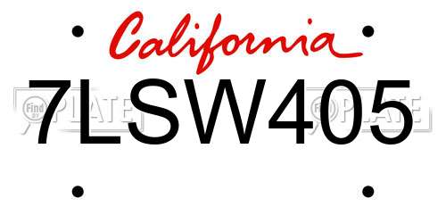 7LSW405 California License Plate