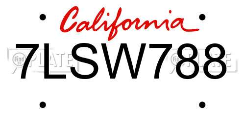 7LSW788 California License Plate