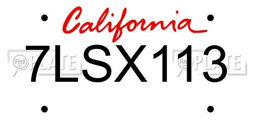 7LSX113 California License Plate