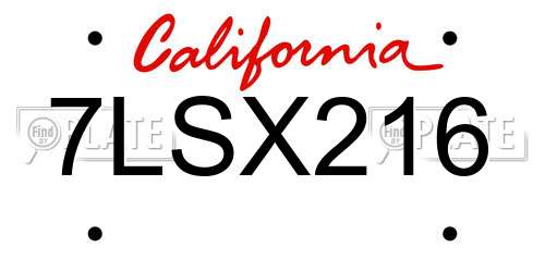 7LSX216 California License Plate