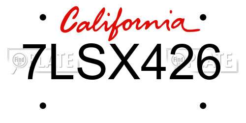 7LSX426 California License Plate