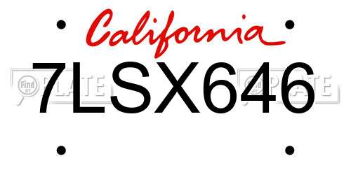 7LSX646 California License Plate