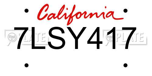 7LSY417 California License Plate
