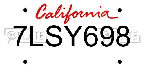 7LSY698 license plate in CA state