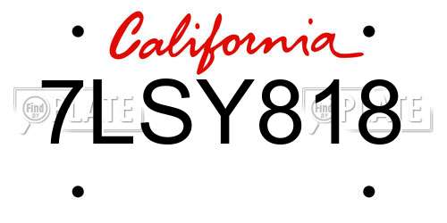 7LSY818 California License Plate