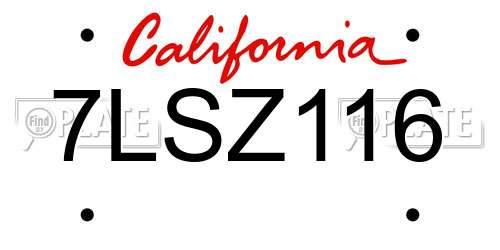 7LSZ116 California License Plate