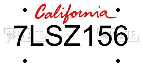 7LSZ156 California License Plate