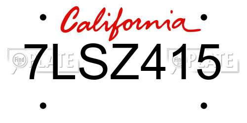 7LSZ415 California License Plate
