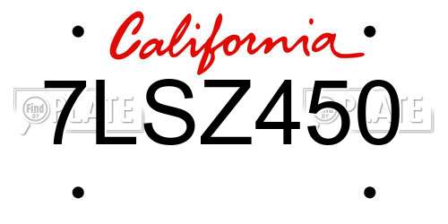 7LSZ450 California License Plate