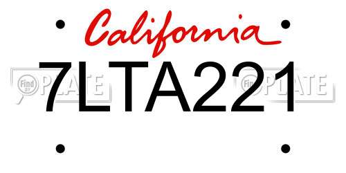 7LTA221 California License Plate