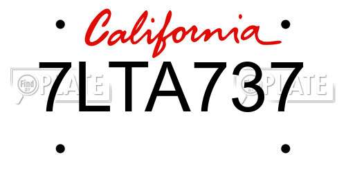 7LTA737 California License Plate