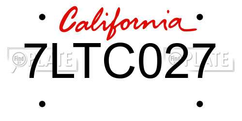 7LTC027 California License Plate