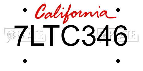 7LTC346 California License Plate
