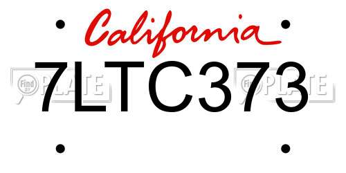7LTC373 California License Plate
