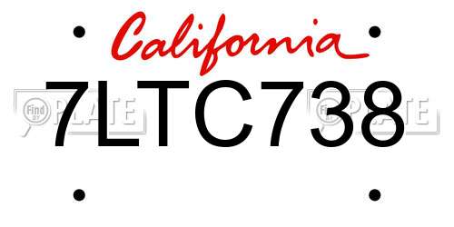 7LTC738 California License Plate