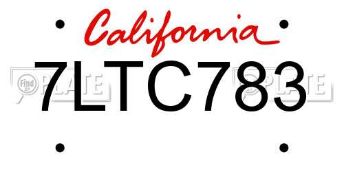 7LTC783 California License Plate