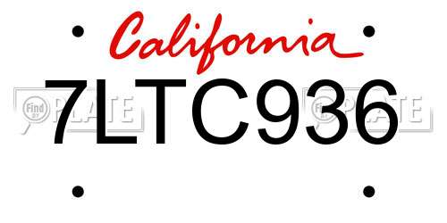 7LTC936 California License Plate