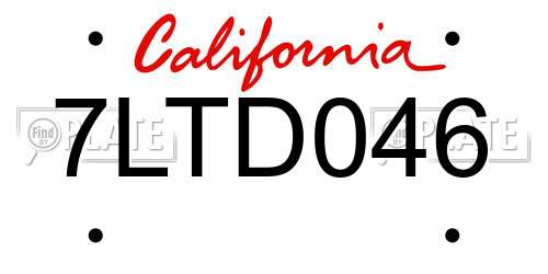 7LTD046 California License Plate