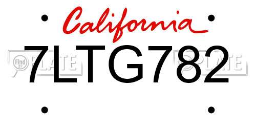 7LTG782 California License Plate