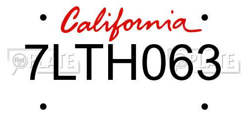 7LTH063 California License Plate