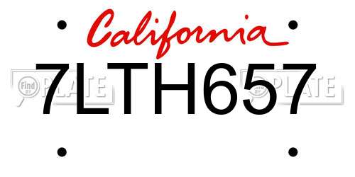 7LTH657 California License Plate