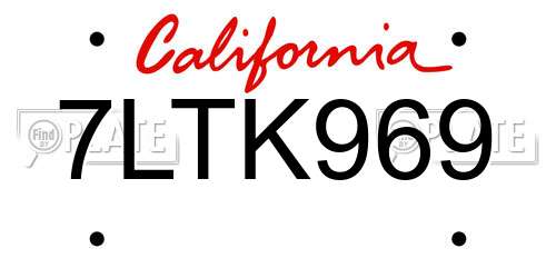 7LTK969 California License Plate